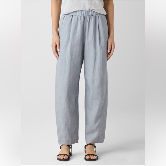 Eileen Fisher Sky Blue 100% Organic Linen Lantern Pant w/ Pockets - Picture 8 of 13